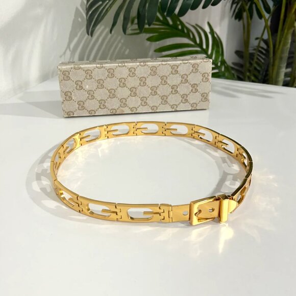 Gucci Vintage Gold G Link Belt - Picture 1 of 7